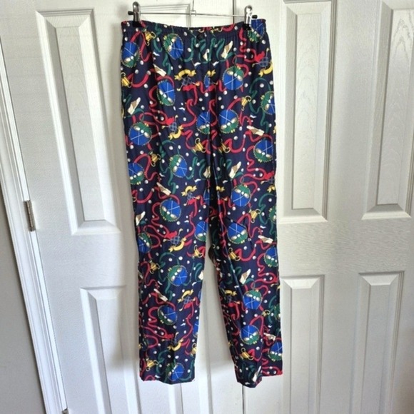 Talbots Pants - Vintage Talbots Fun Golf Print Pants Navy Blue Rayon Women's Small
